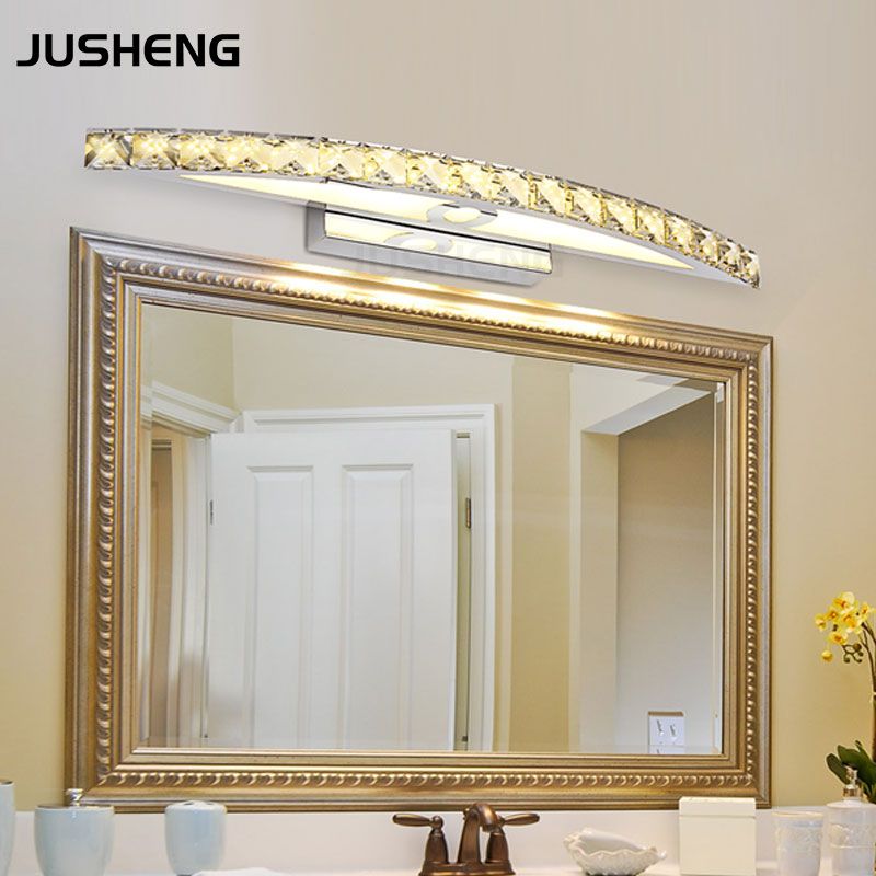 New Free Shipping 15W LED Crystal Mirror Wall Lamp Bathroom Lights 90-260V Stainless Sconces Indoor Crystal Lighting 54cm