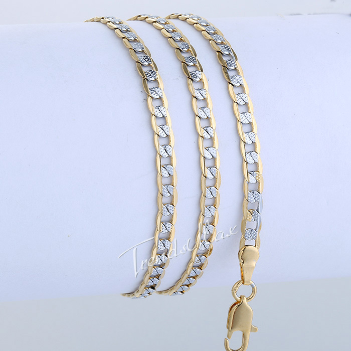 4mm Gold Filled Curb Cuban Necklace Classic Silver Gold Color Chain Mens Womens Wholesale Customized Jewelry