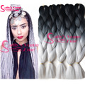 Ombre Kanekalon Braiding Hair Synthetic Braiding Hair Yaki Straight Black Silver Grey 24 Claret Colored Jumbo