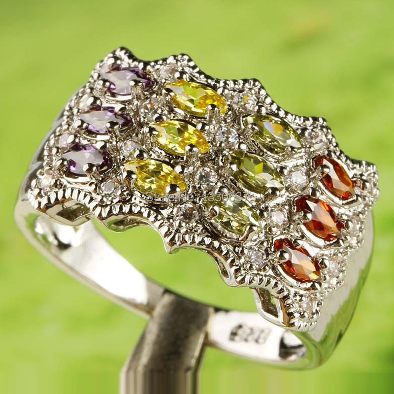 Wholesale Gorgeous Rings for Women Marquise Cut Amethyst 