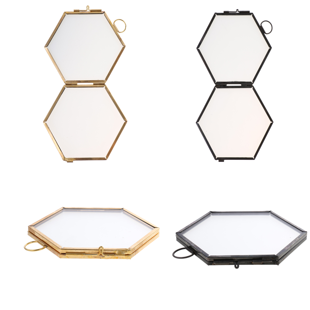 5 Pieces Nordic Hanging Photo Frame Hexagon Metal /& Glass Poster Frame Black
