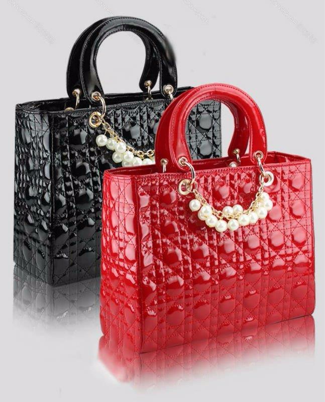 New-2015-Fashion-Super-Star-Diamond-Lattice-Pearl-Chain-Patent-Leather-Bag-promotional-brand-designer-women
