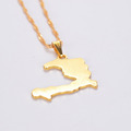 Trendy Smooth Haiti map pendants necklace Unisex 50cm chain 24K Gold Plated jewelry Haytian gift items