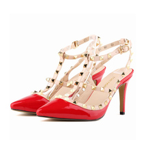 15 Color Brand New 2016 Spring Summer Fashion Shoes Women Rivet Pointed 9CM High Heels Pumps Women Party Women Shoes 953-2