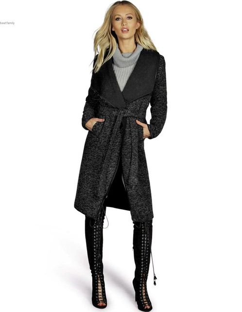 stylish ladies women cool lady casual wool blend long coat