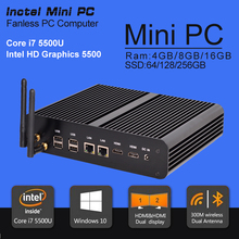 Mini PC i7 Broadwell U 5500U Processor Fanless Mini PC Computer Support Windows 10 With 4K