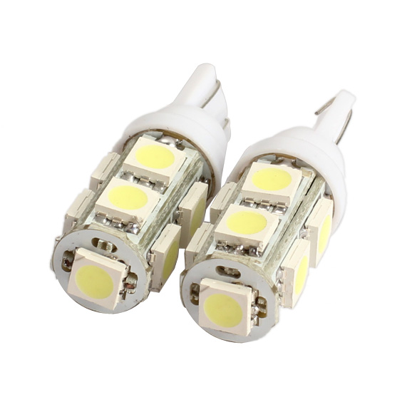 2PCS 194 168 W5W T10 9SMD 5050 LED White Light Car Tail Lamp Bulb Bright High