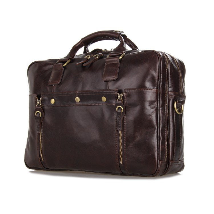 Maxdo High Quality Vintage Coffee Genuine Leather Briefcase Men Cowhide 14 Laptop Bag Portfolio Men Messenger