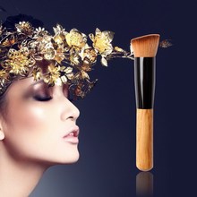 Free Shipping NEW Bamboo Foundation Blush Angled Flat Top Base Liquid Brush Cosmetic Makeup Brush