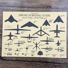 New arrival FXQ-235 Vintage kraft paper “Drone survival guide” pictures for wall poster home decor decorative painting 42×30 cm