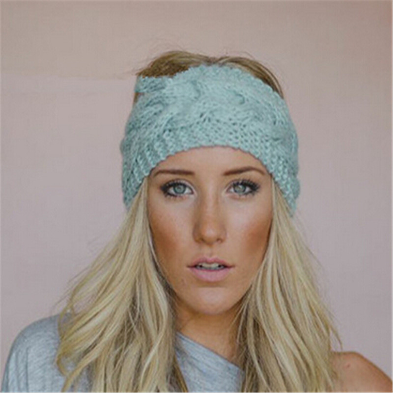2017 Mujeres de La Muchacha de Punto Diadema Headwear Invierno Torcedura Warm Crochet Banda Accesorios Para el Cabello Head Wrap.