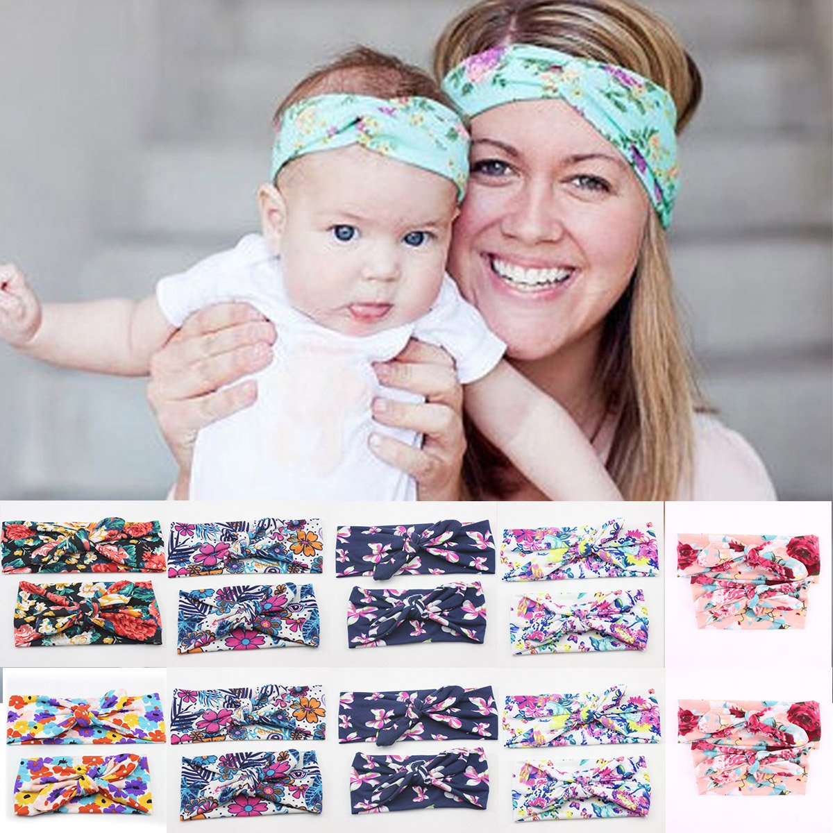 Puseky Baby Girl Toddlers Kids Cute Stretchy Turban Bright Colors Fruit Pattern Headband