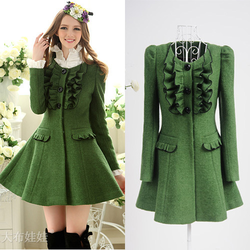 Images of Green Wool Coat - Reikian