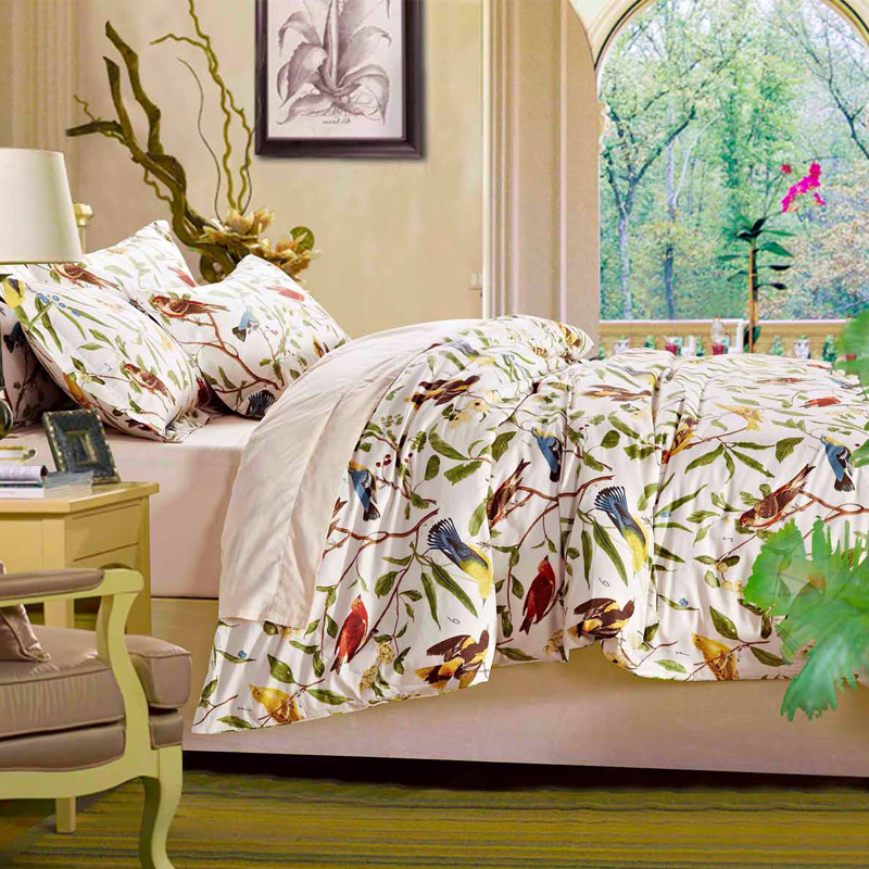 Egyptian cotton leaf bedding sets tree duvet cover Feather shoe print bedclothes sheet bed set linen queen king