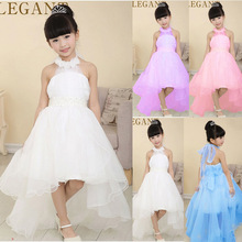 2016 Little Girl Ball Gown with flower white pearl belt baby Girls party wear Dresses with long trailing wedding evening dress