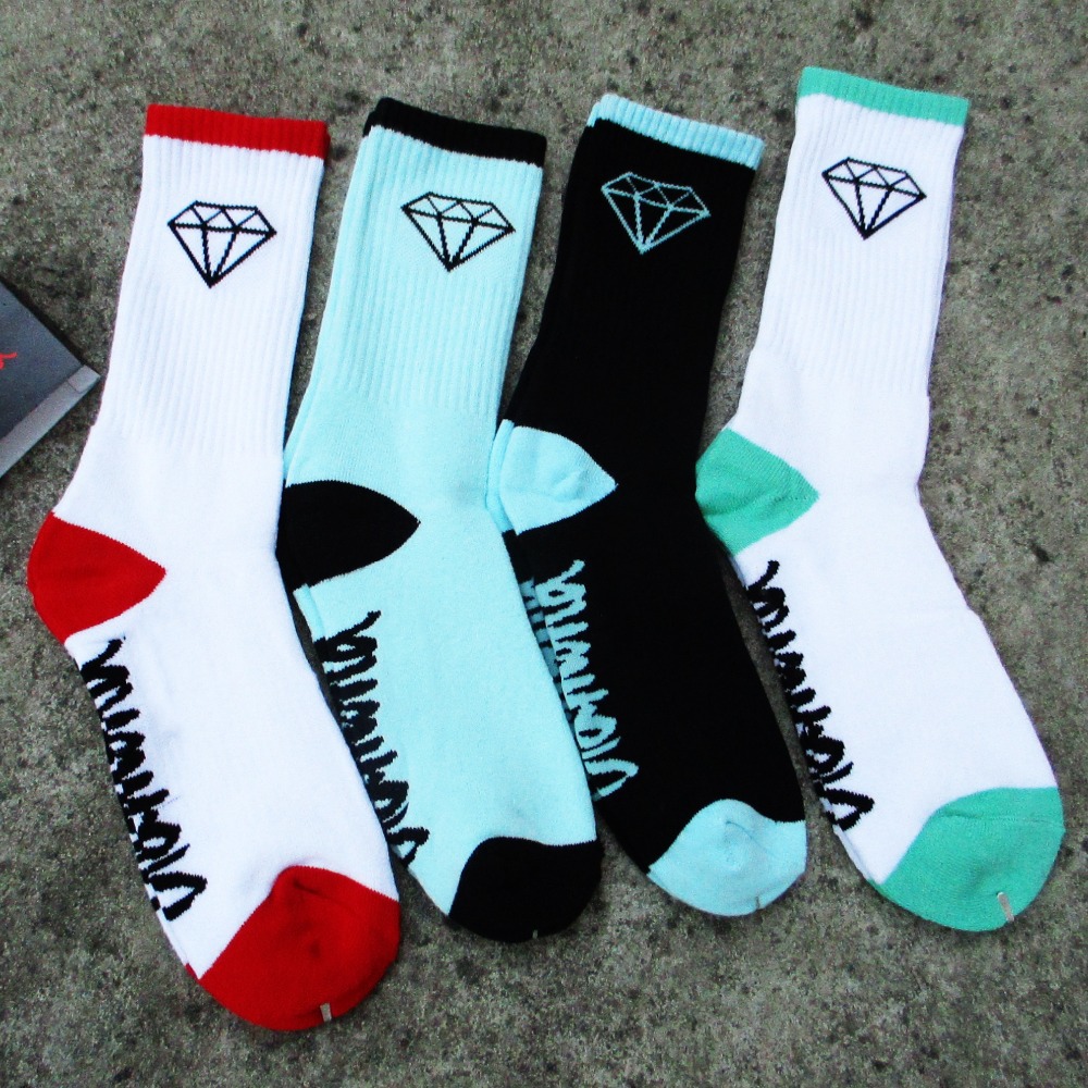 New Diamond calcetin terry skate basketball sport socks high quality cotton male half summer style brand