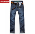 New Arrive NIANJEEP Brand Water washed Straight Jeans Autumn Cotton Casual Men Denim Jeans Big Size