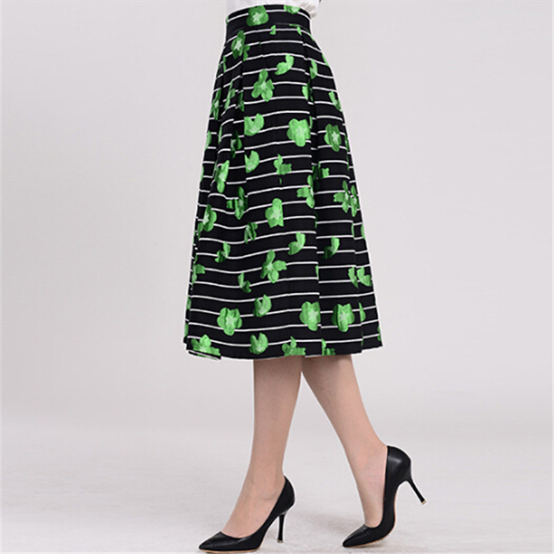 New Arrival Women's Clothing Autumn&Winter Skirt Jacquard High Waist Pleated Maxi Skirt  Winter Long Skirt Plus Size S-4XL C1376