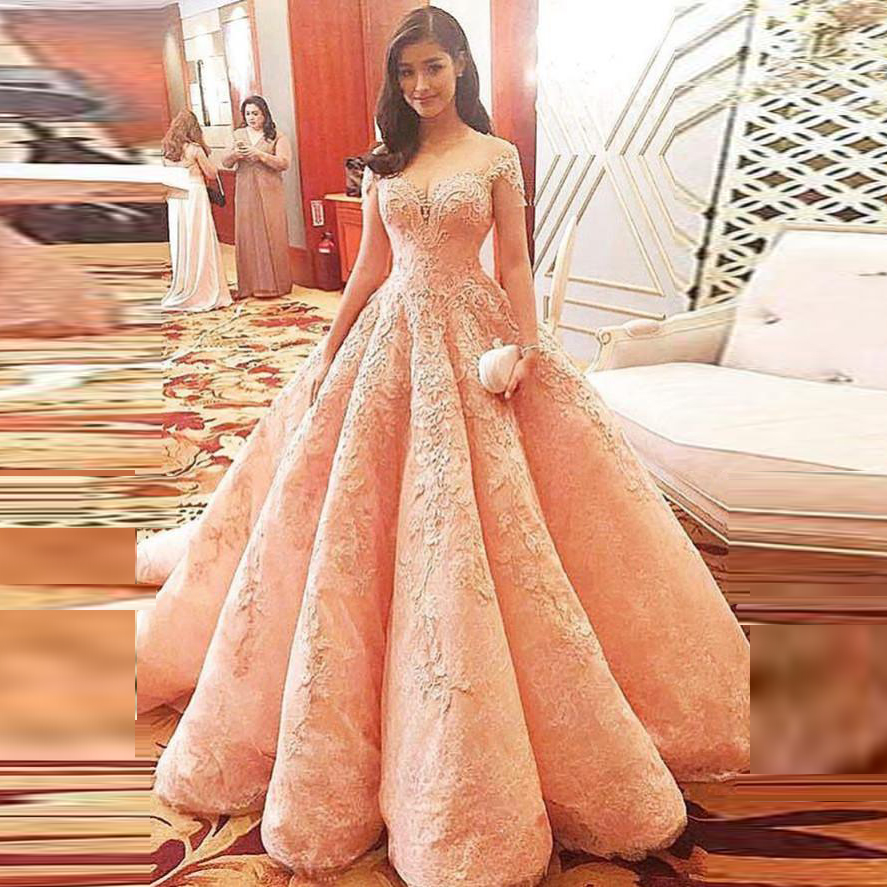 Wedding Nude Dresses popular satin nude dresses buy cheap lots from evening long plus size pink prom gowns vestidos de festa lace appliques arabic