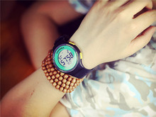 Hot contrast Candy Color Silicone Spell Models Female Electronic Watches Round Lovers relogio masculino Mens Sports