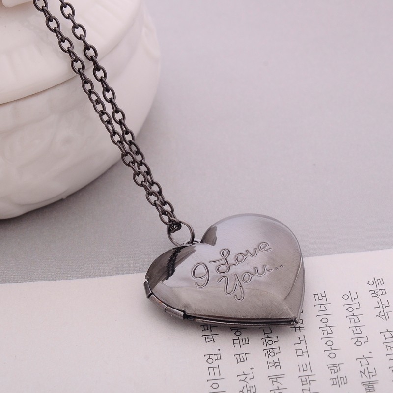 Vintage Gift For Lover Couples Custom Message Necklace Pendant - Gray