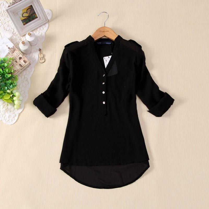 Black Ladies Shirt Blouse | Fashion Ql