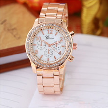 Luxury Brand Design CZ Diamond Geneva Watch Women Stainless Steel Casual Wristwatch Women Fashion Watches Relogio