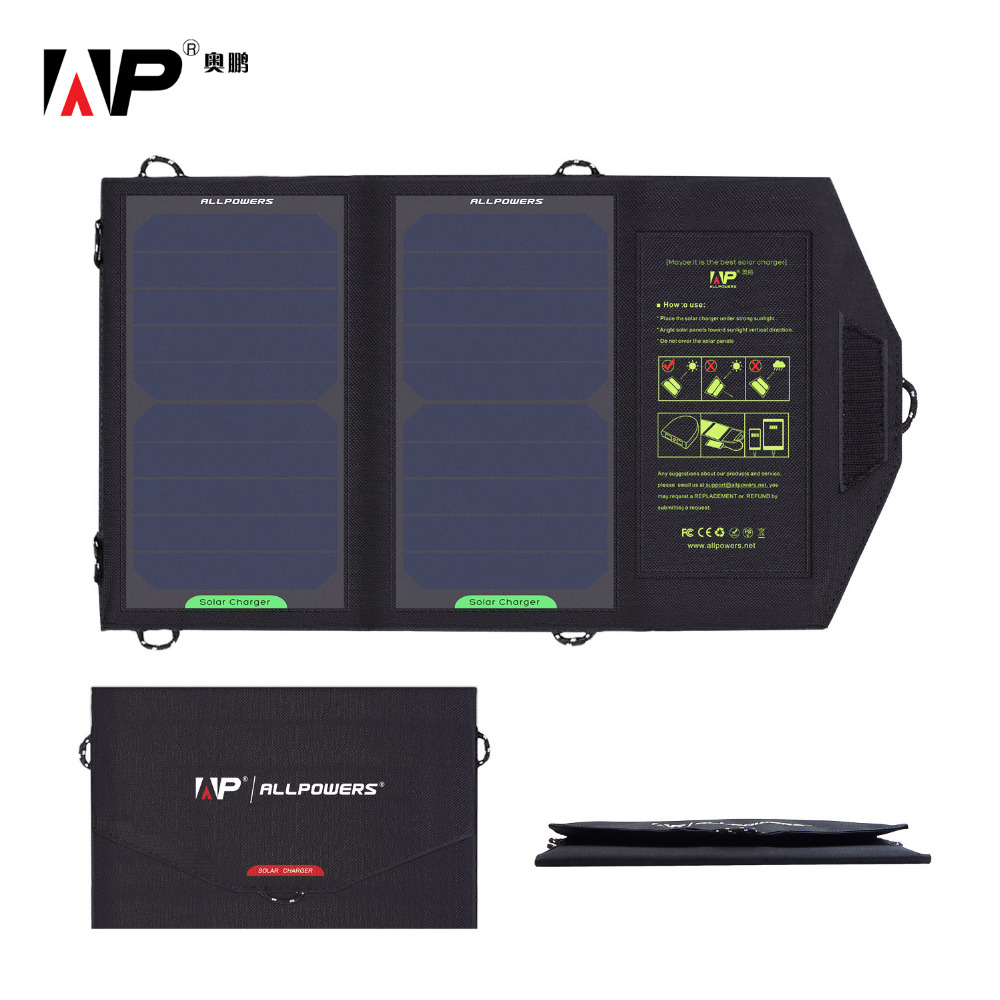 ALLPOWERS 5V 10W Portable Solar Charger Power Bank Outdoor Battery Panel Charger for iphone Samsung HTC Sony LG .