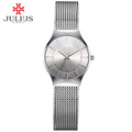JULIUS JA 577 Women s Utra thin Silver Black Men Mesh Stainless Steel Quartz Analog Fashion