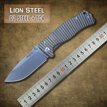 2015 nueva italia león acero molletta TC4 titanium D2 cuchilla cuchillo plegable táctico de la caza que acampa al aire libre bolsillo de la supervivencia cuchillos