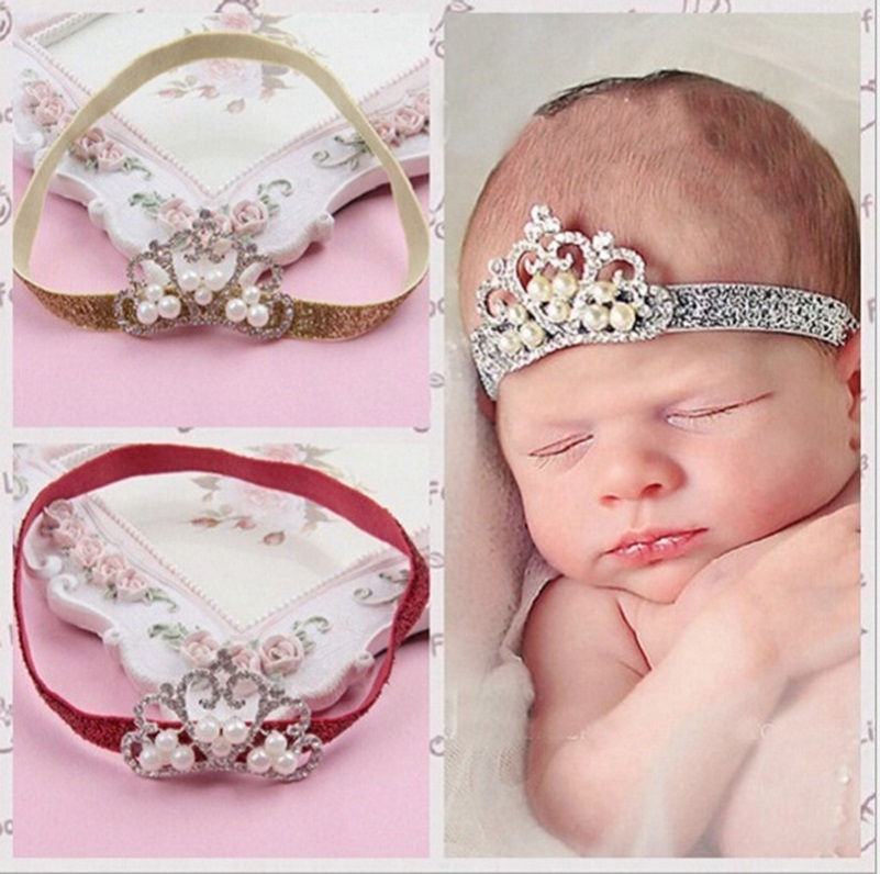 685 New baby headbands gold 781 toddler girls Tiara Gold and red color Christening Headwear Baby   