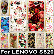 For Lenovo S820 Cover luxury Fashion Flower Butterfly Skin Design Custom Printed Hard Plastic Protective Phone Cases Bags