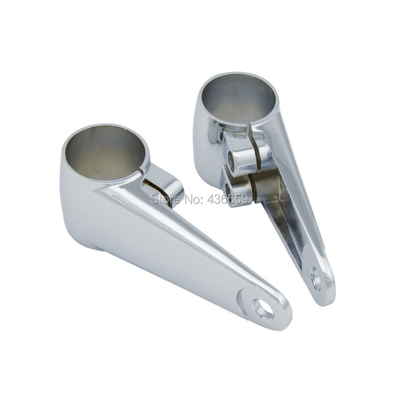 Motorcycle Polished Universal Side Mount Headlight Brackets For Harley Bobber Custom Cafe Racer