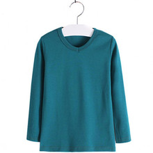 New arrival boys girls V Neck bottoming shirt long sleeve solid T shirt spring autumn cotton