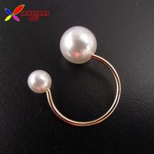 2014 Fashion Gold Silver Adjustable Copper Metal Double faux Pearl designer Women s cuff finger rings