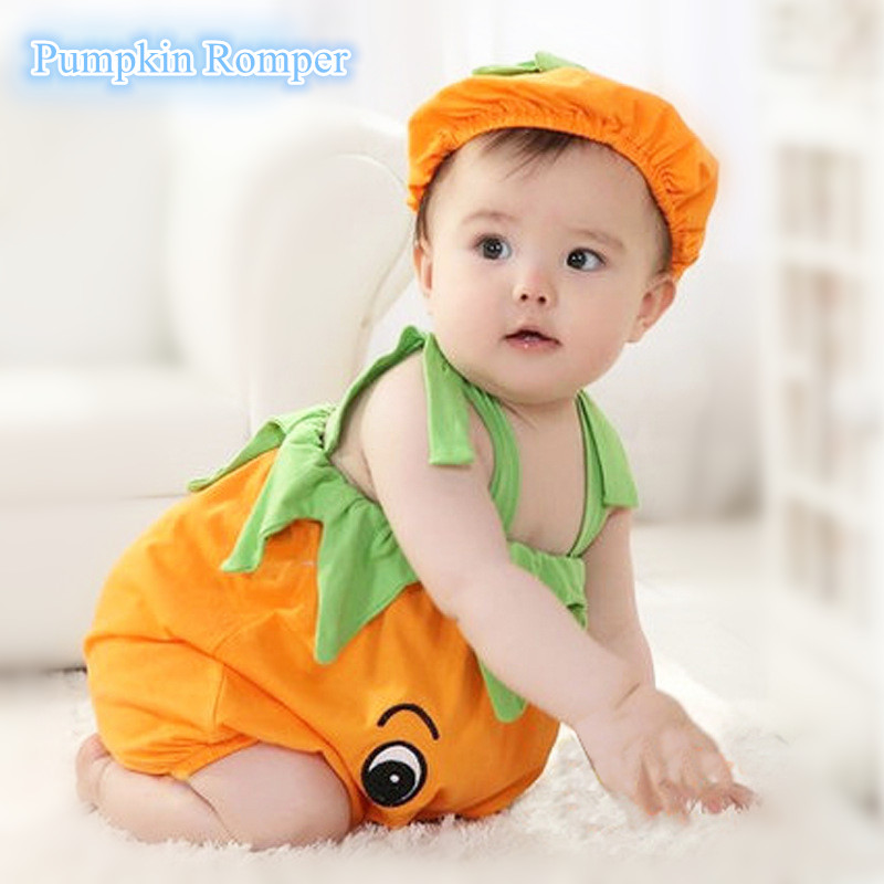 Halloween Baby Romper Pumpkin Persimmon Modeling Cute Halloween Baby Romper Pumpkin Persimmon Modeling Cute
