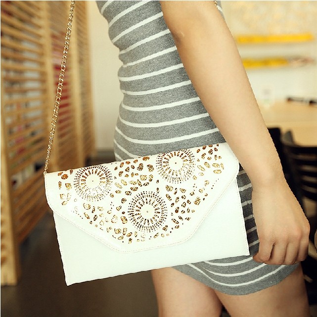 FREE SHIPPING 2015 spring and summer women s preppy style cutout envelope messenger bag one shoulder