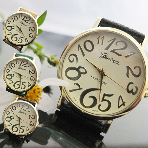 Hot Fashion Unisex Boys Girls Students Wrist Watch Arabic Numerals Dial Analog Quartz Faux Leather Band