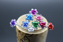 10pcs Rose shape Women Wedding Jewelry Hair Clips Pin Set Flower Rhinestone Crystal Hair Combs Accessories H-6