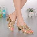 2016 New Sexy Elegant Rhinestone Sandals Thick With Party Casual Shoes For Woman Ladies Open Toe