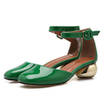 2016 New Spring Summer Pumps Fashion Casual Metal Low Heel Buckle Sandals Sexy Strange Heel High