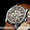 SEWOR Mens Gold Tone Skeleton Transparent Mechanical Watch Men fashion NEW wristwatch
