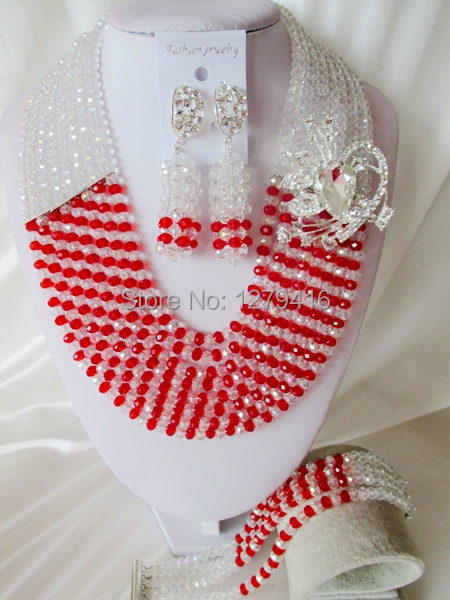 Glamorous Crystal Beads Nigerian Wedding Beads , African Beads Jewelry Set C1629