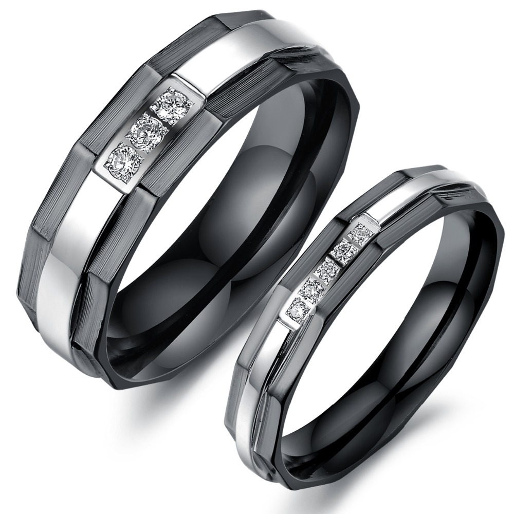 Black metal mens wedding ring