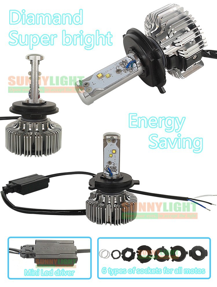 13- high lumen led motorcycle headlight headlamp head light lamp internal light source