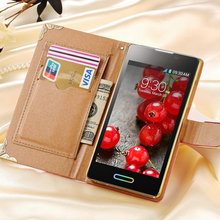 Bling PU Leather Case For LG Optimus L5 II 2 E450 E455 E460 Wallet Style Flip