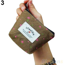 Women s Lady Small Canvas Purse Zip Wallet Coin Key Holder Case Bag Handbag 05T9