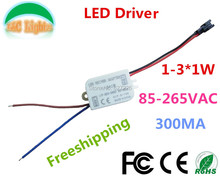 Free shipping!External1W 2W 3W LED Driver Adapter 85-265VAC (1-3)*1W 300MA Lamp Driver Power Supply Lighting Transformer
