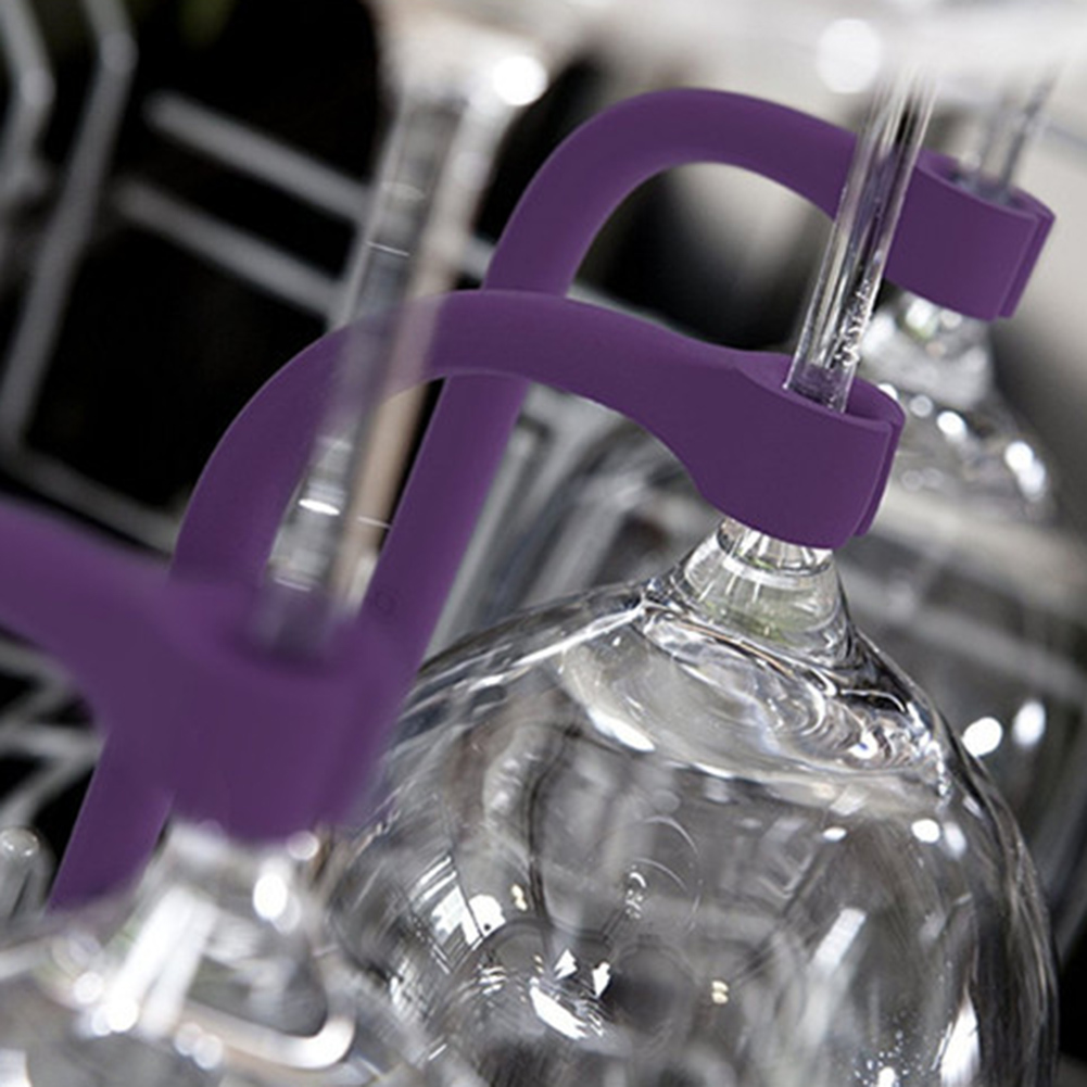 4Pcs Silicone Adjustable wine Glass Holder Rod Anti-slip Dishwasher Fixtor Tubes 