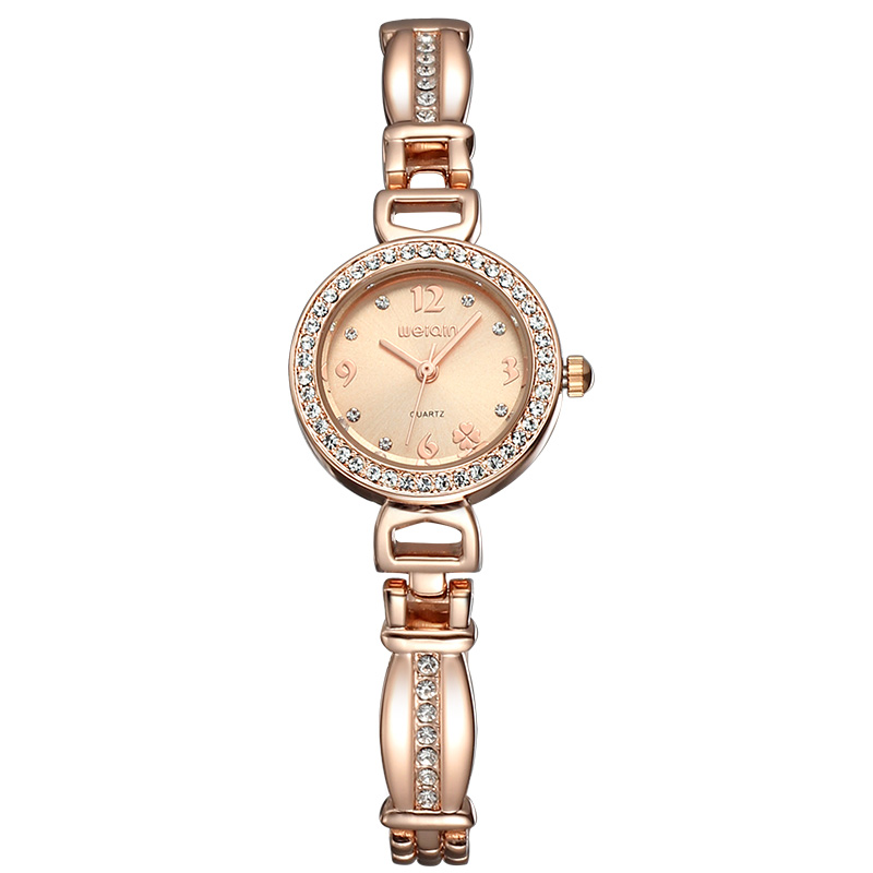 WEIQIN New Fashion Rose Gold Watch Luxury Brand Women Dress Watches Steel Rhinestone Quartz Wristwatches Clock Relogio Feminino